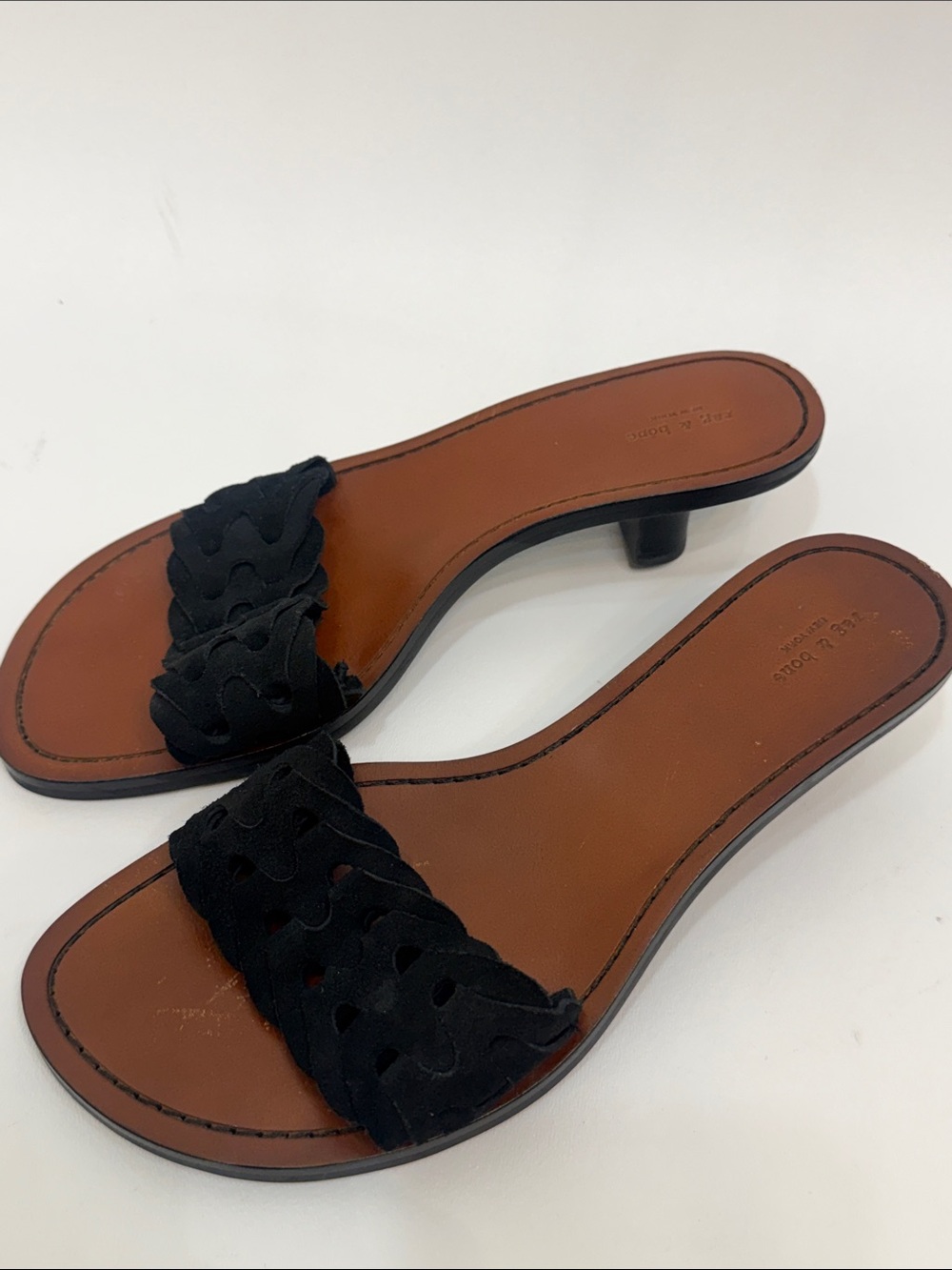 Rag & Bone Melrose Black woven suede kitten heel size 37
